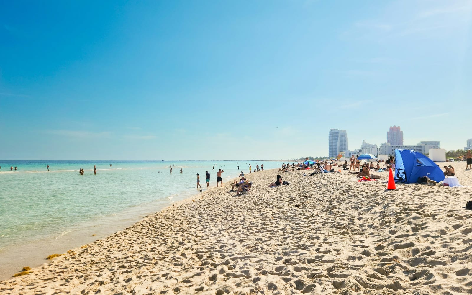 Arena ancha y palmeras en South Beach, Miami Beach
